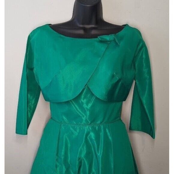 Vintage ANGELAIR BY EMIKO 1950s-Party Dress Kelly Green - Picture 3 of 7
